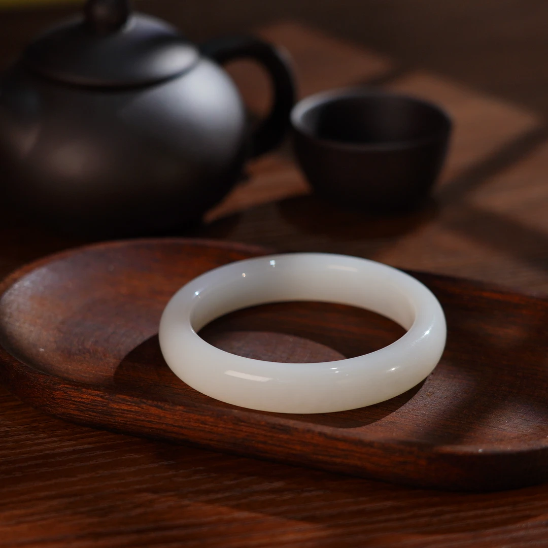 【缺货-缺货】和田玉白玉正装手镯（49-60#） 13*8 V2838