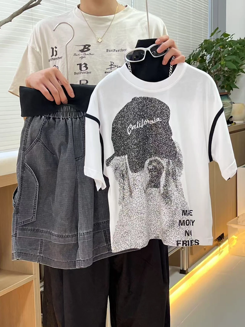 NanMeng自制-2025ss【街舞jeike】男女童夏季时尚宽松潮流街舞短T