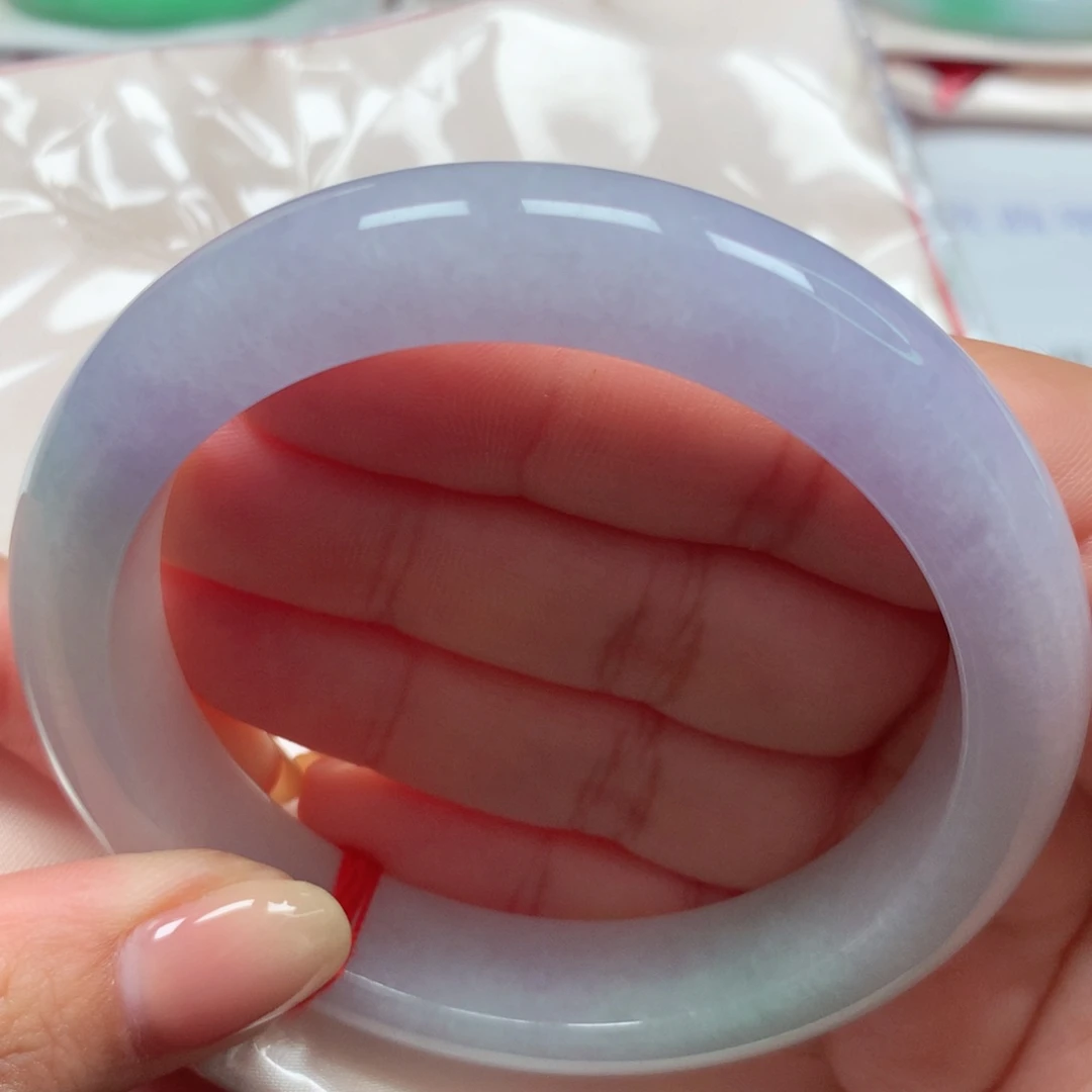 翡翠未镶嵌手镯5冰春彩61圈