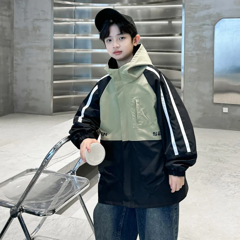 两面穿儿童装男童炸街痞帅外套春秋款2024新款秋装冲锋衣洋气上衣