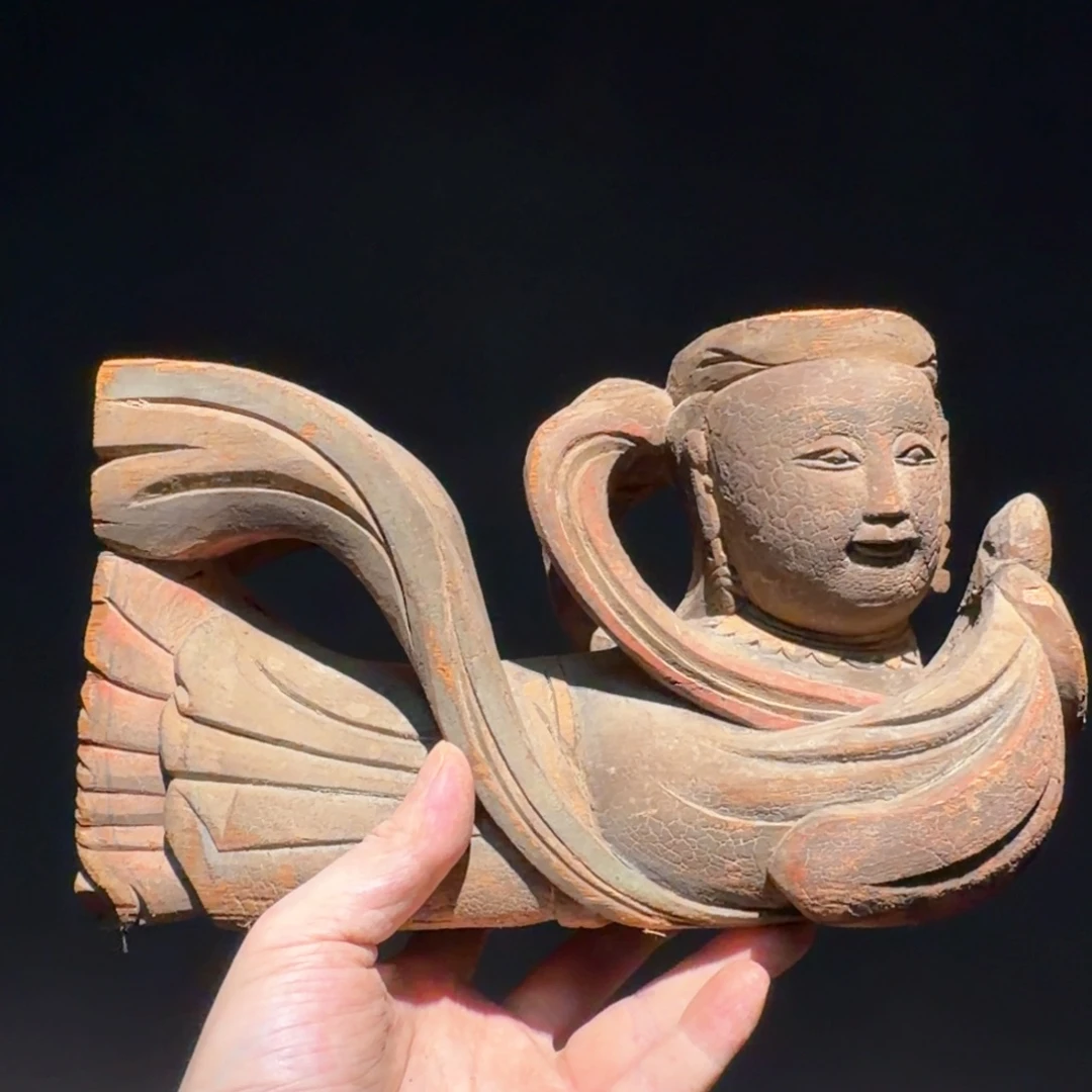 小***室香榧木飞天人物雕像