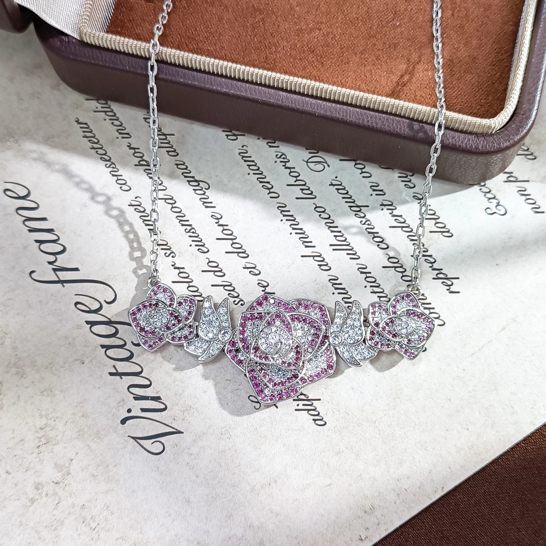 铜合金项链 WHLM-008115【繁花绽彩】项链气质小众百搭轻奢