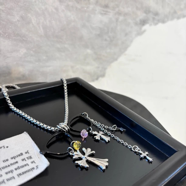 铜合金项链 眼镜十字流苏项链XL3368