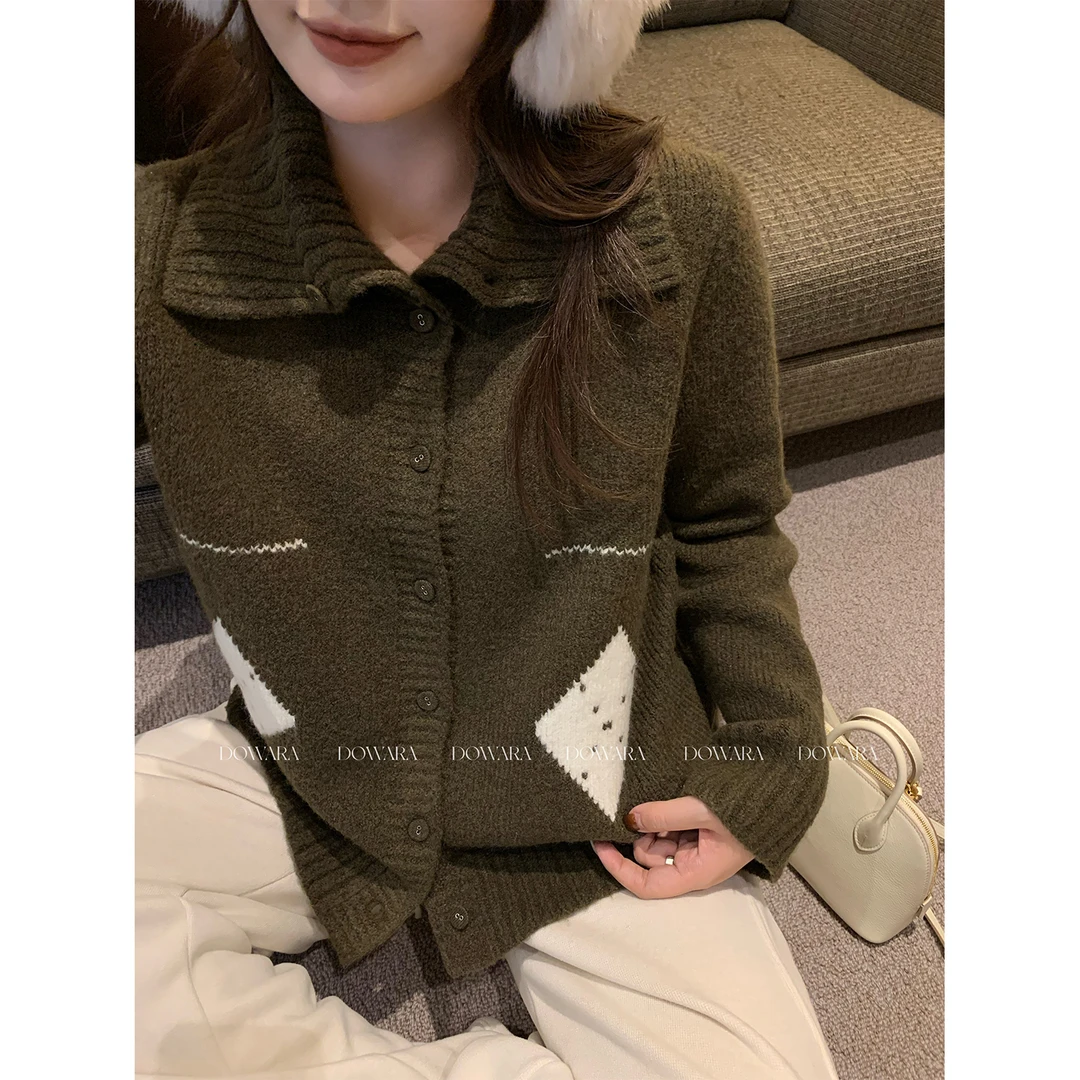 现货大婉酱微胖定制【土耳其绿洲】温柔设计感软糯毛织开衫女 2859D