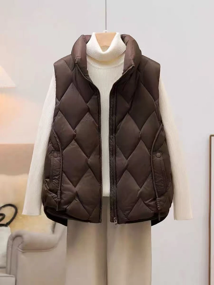 精致白鸭绒羽绒马甲百搭休闲时尚保暖背心