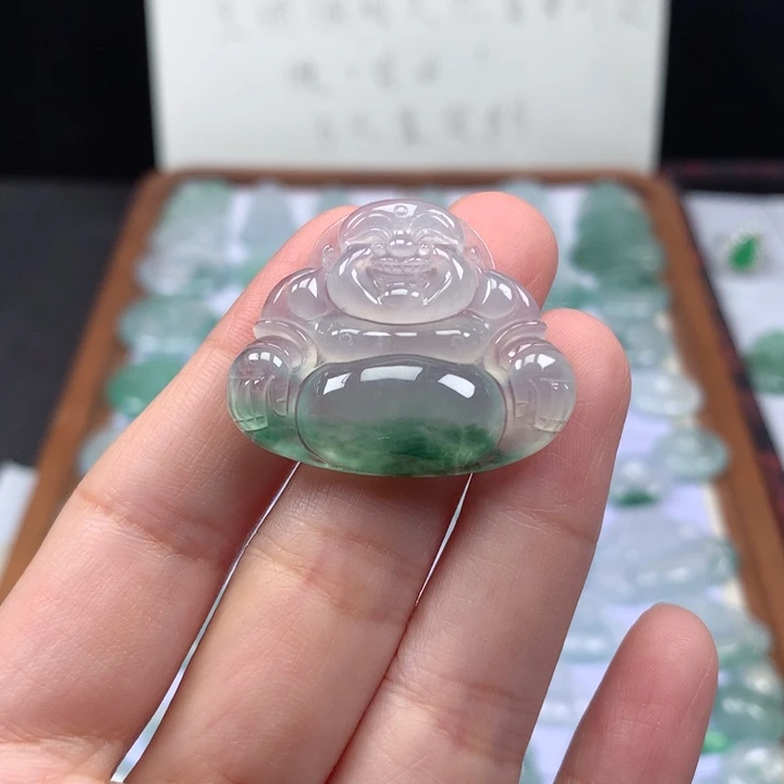 颈饰未镶嵌翡翠冰种飘花大佛公