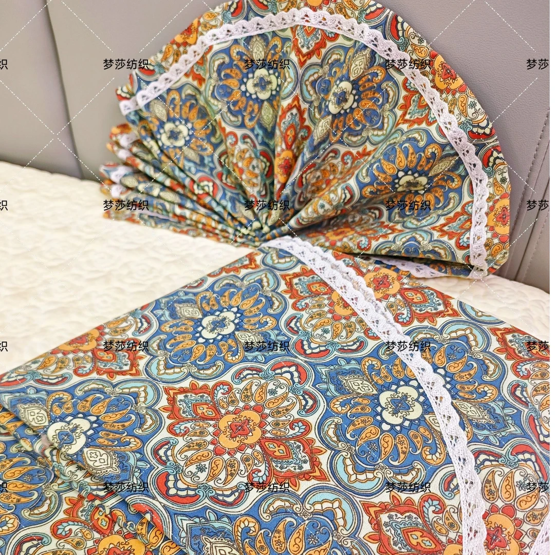 【罗马腰花】纯棉细纹粗布加密加厚蕾丝款三件套（带花边）-230*240