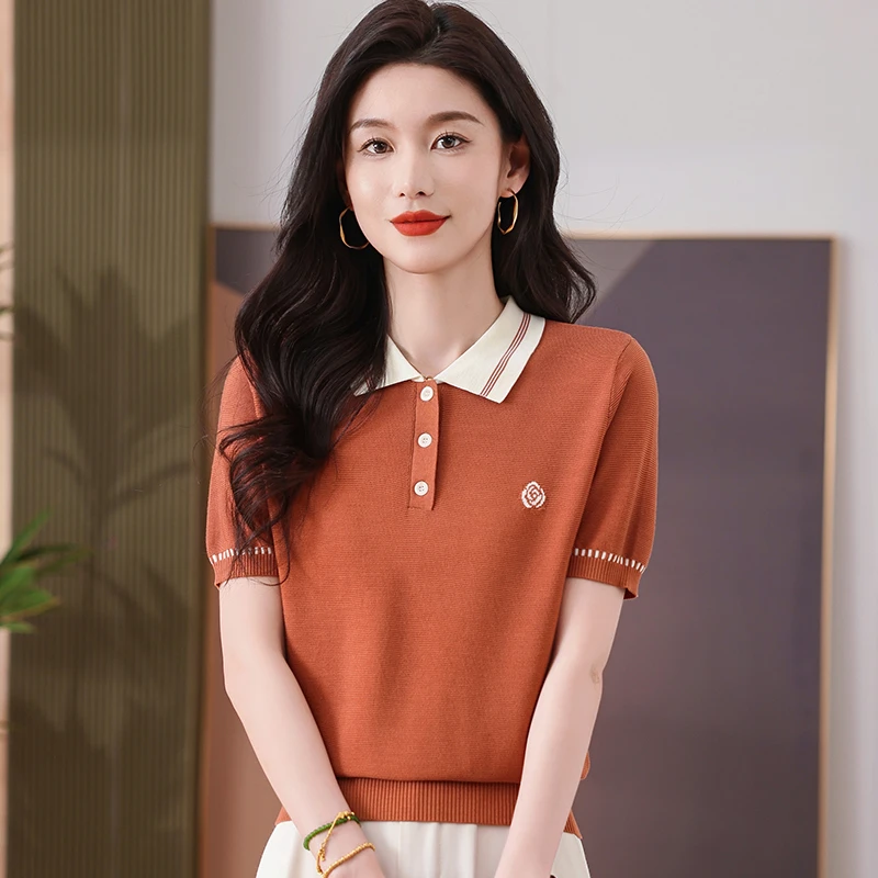 夏季清凉100%天丝莱赛尔透气气质宽松短袖T恤衫薄款显瘦洋气时尚