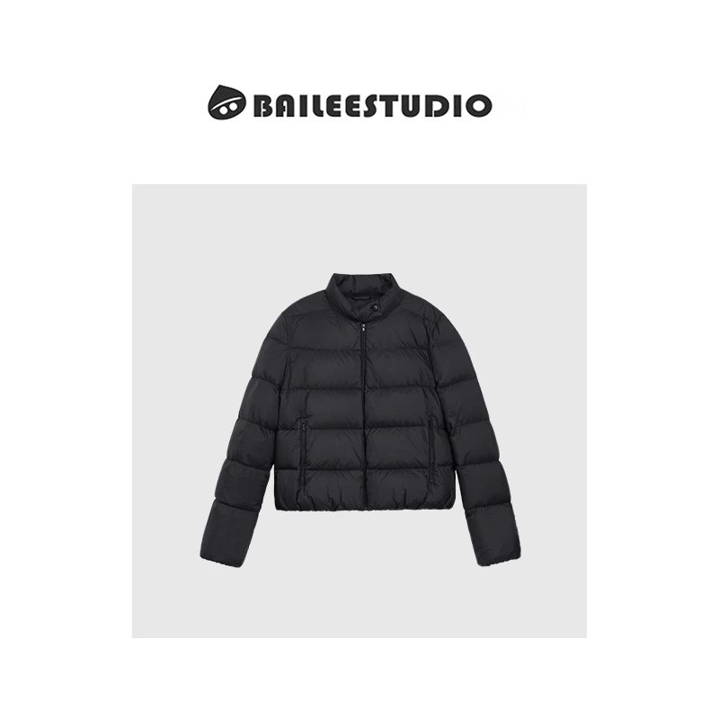 【柏栗良品】90白鸭绒韩版短款立领宽松加厚羽绒服9505