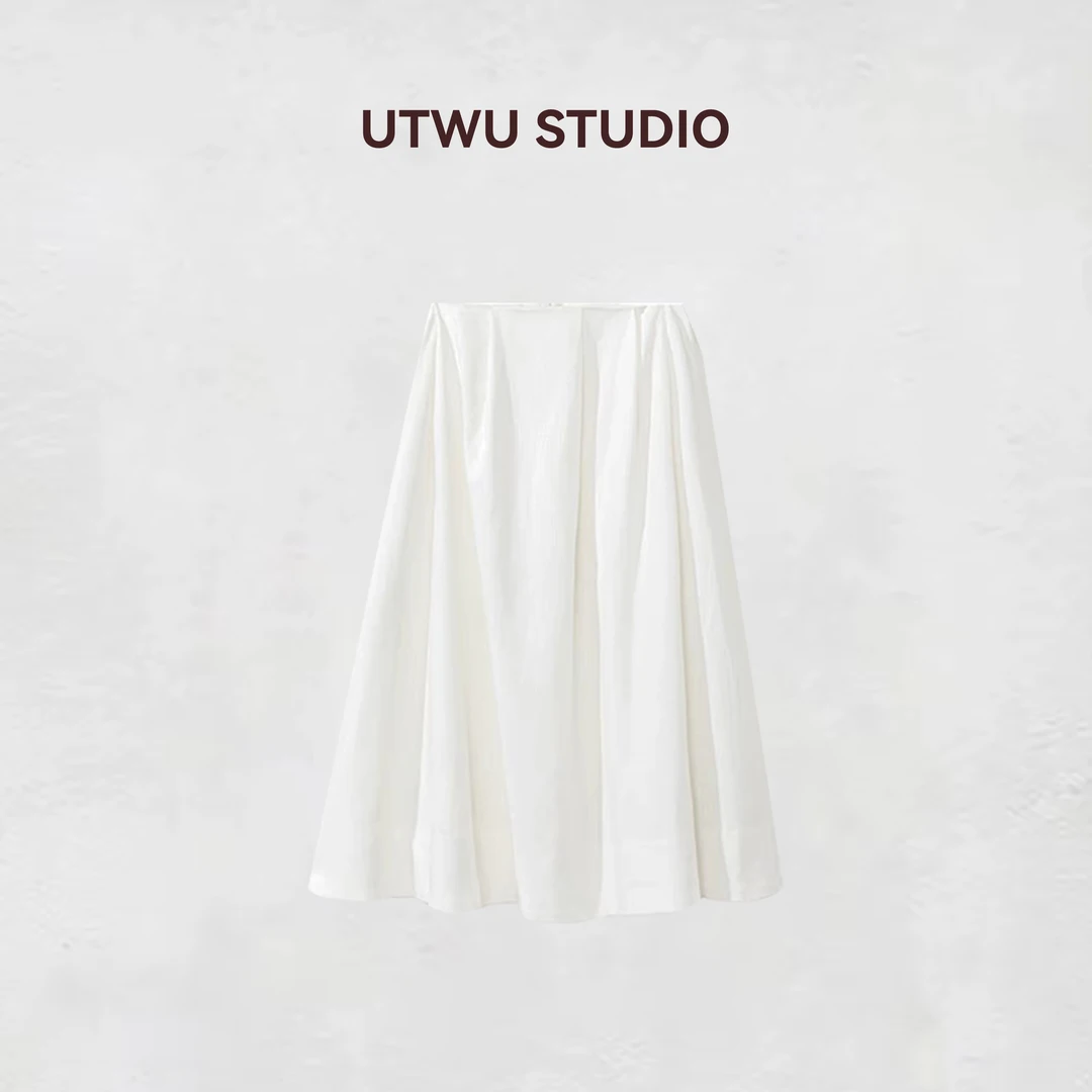 UTWU小敏「精致松弛」 天橪100%亚麻休闲百搭老钱半裙24CZ001
