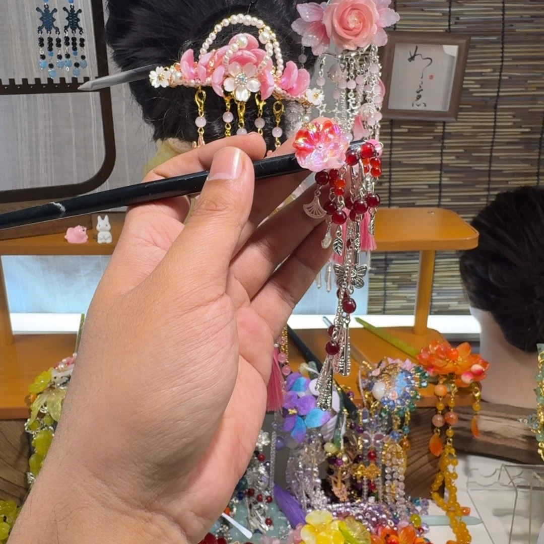 蛇纹石玉合金发饰