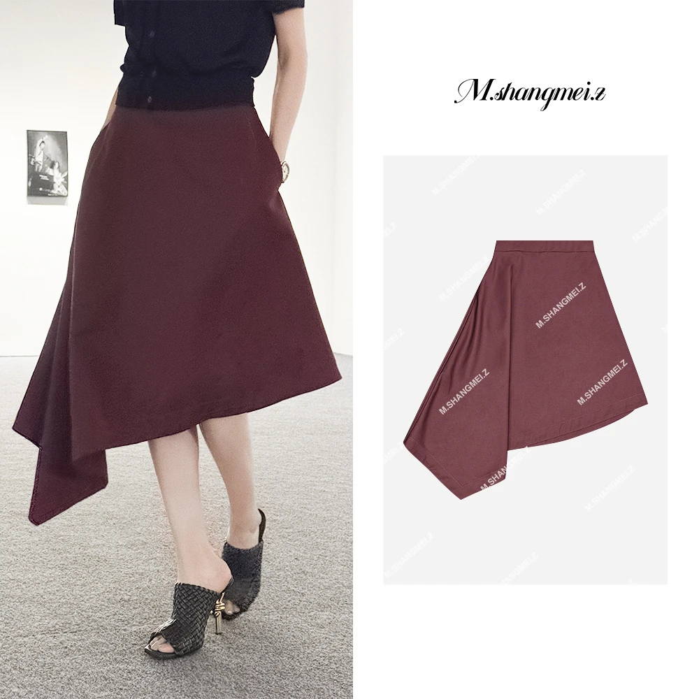 M.SHANGMEI.Z/沐熙【斜边裙】美大哥高级感不对称斜边半身裙X059217