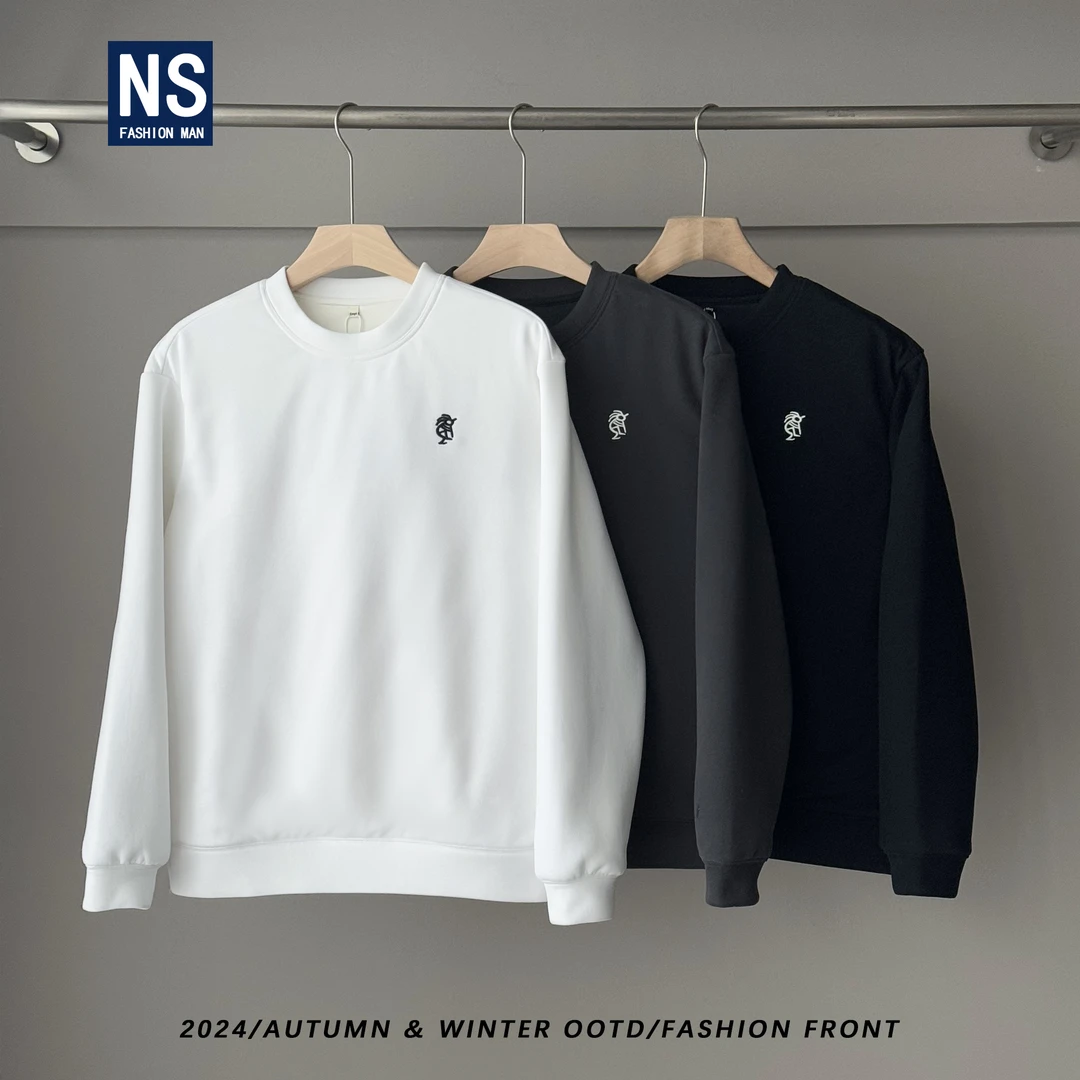 【NS】白鹅绒秋冬御寒保暖琐温刺绣火柴人时尚鹅绒打底卫衣3380