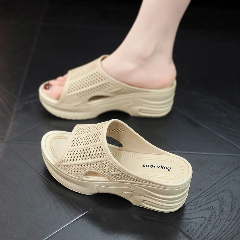 高跟厚底拖鞋2025新款爆款外穿百搭女鞋外出女士防滑妈妈坡跟凉拖