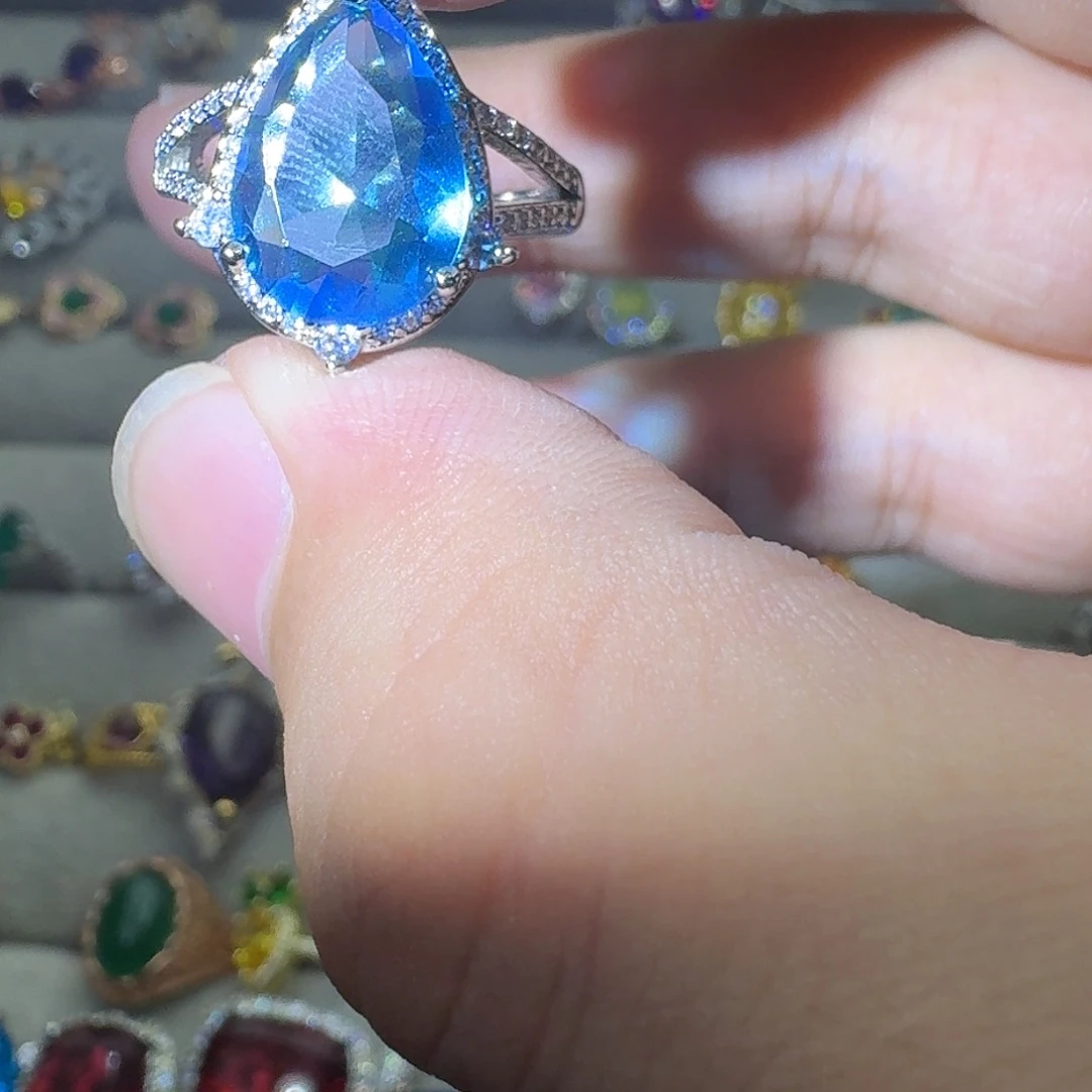 戒指水晶银S925镶嵌