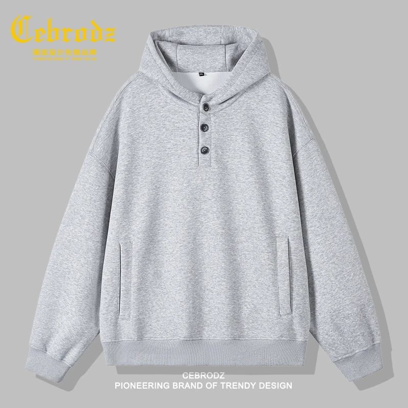 法国Cebrodz连帽卫衣外套男2025春秋季美式休闲宽松复古套头外套