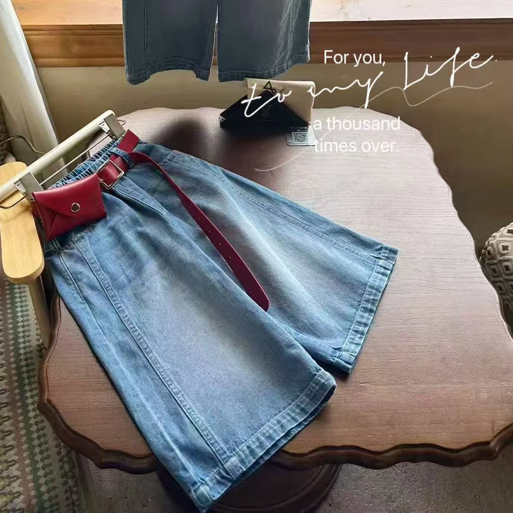 【橘子家】女童休闲牛仔裤夏季薄款儿童边8分裤HS62495