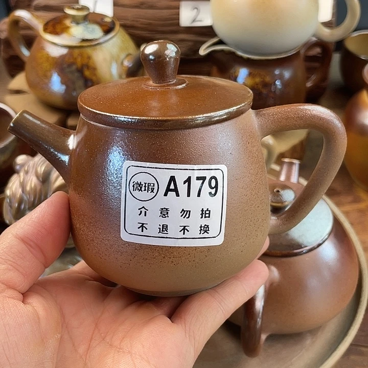 建水紫陶白泥柴烧壶