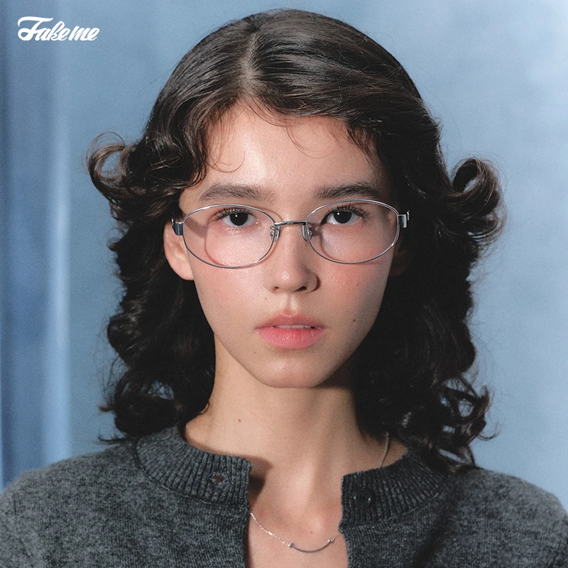 Fakeme（达人专属）轻奢个性轻钓系椭圆素颜复古大小姐光学镜 nocap