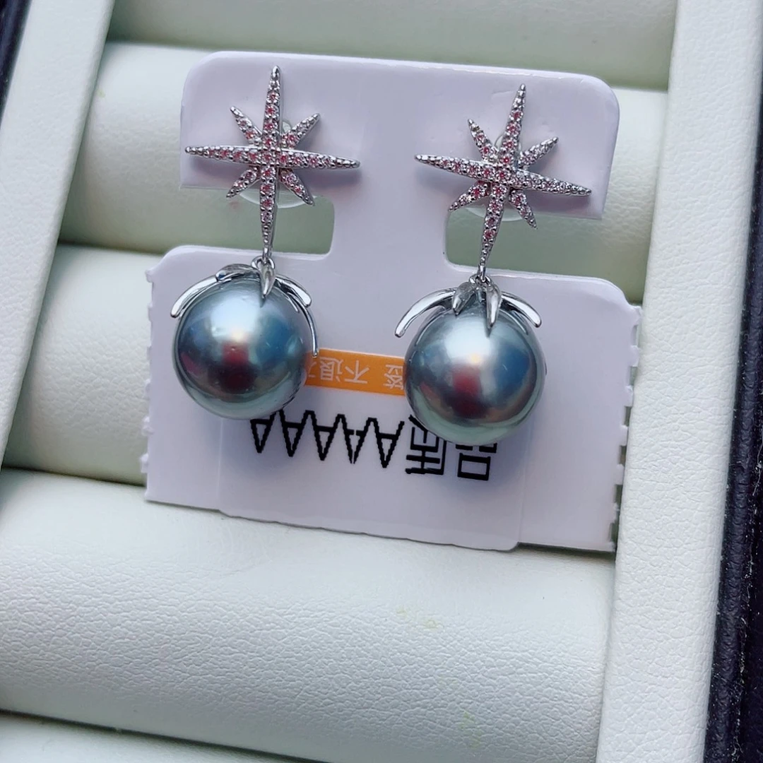 银S925镶嵌耳饰海水珍珠w55