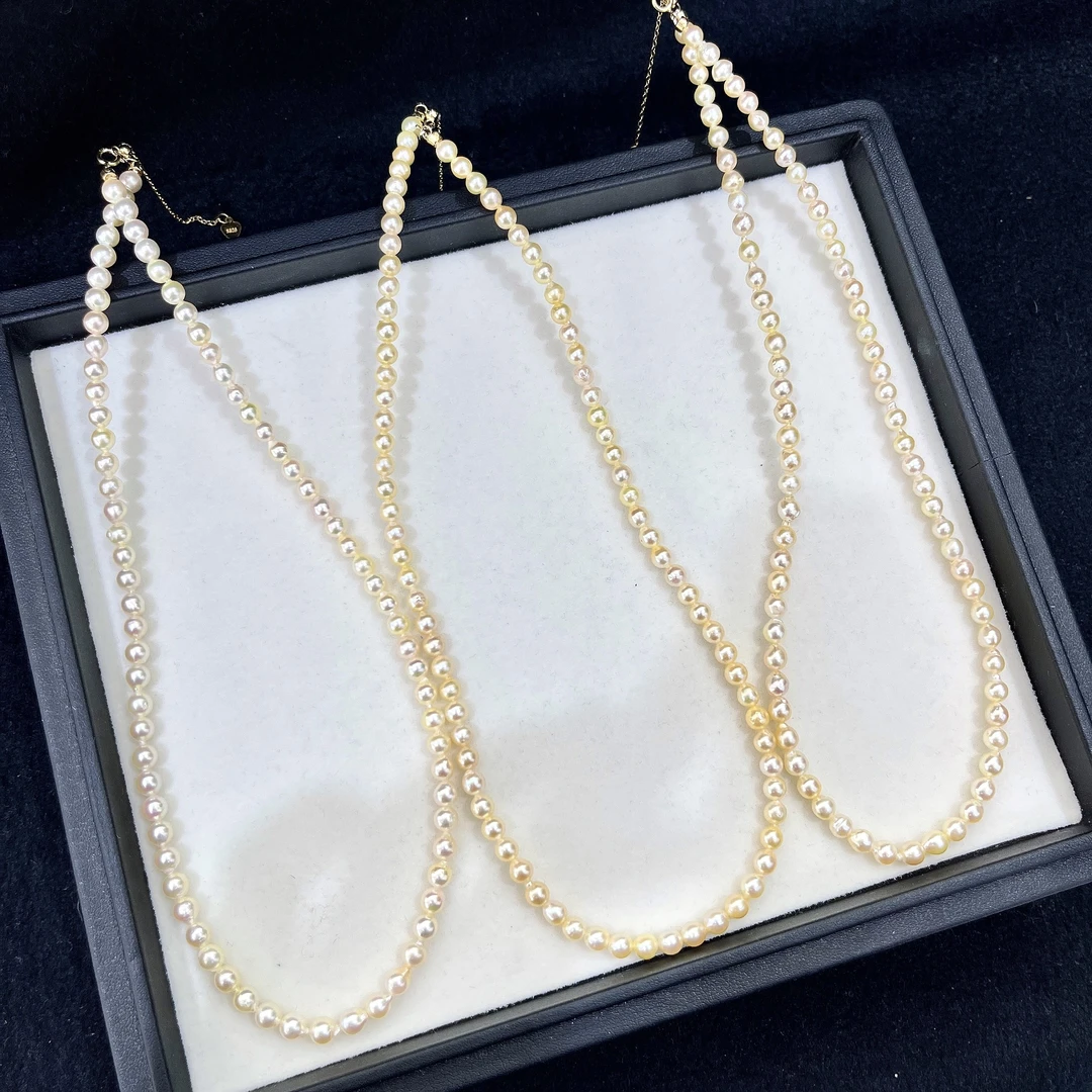 珍珠 海水羽皇金满珠小珠项链 4-5MM S925银 多样性发一 R035