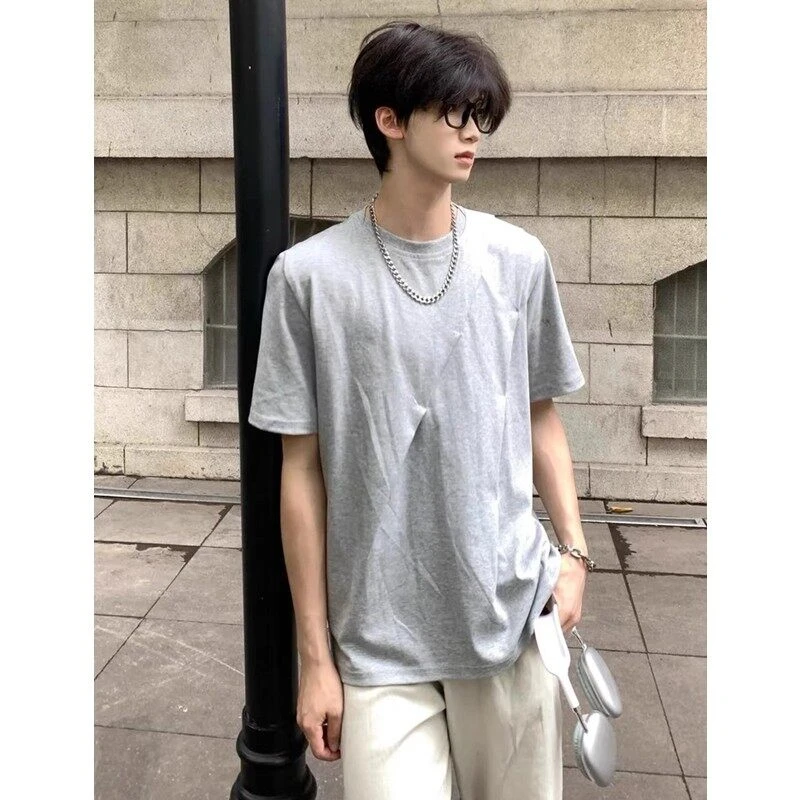 特殊剪裁斜褶拼接cleanfit短袖T恤男女boxy版型夏季上衣