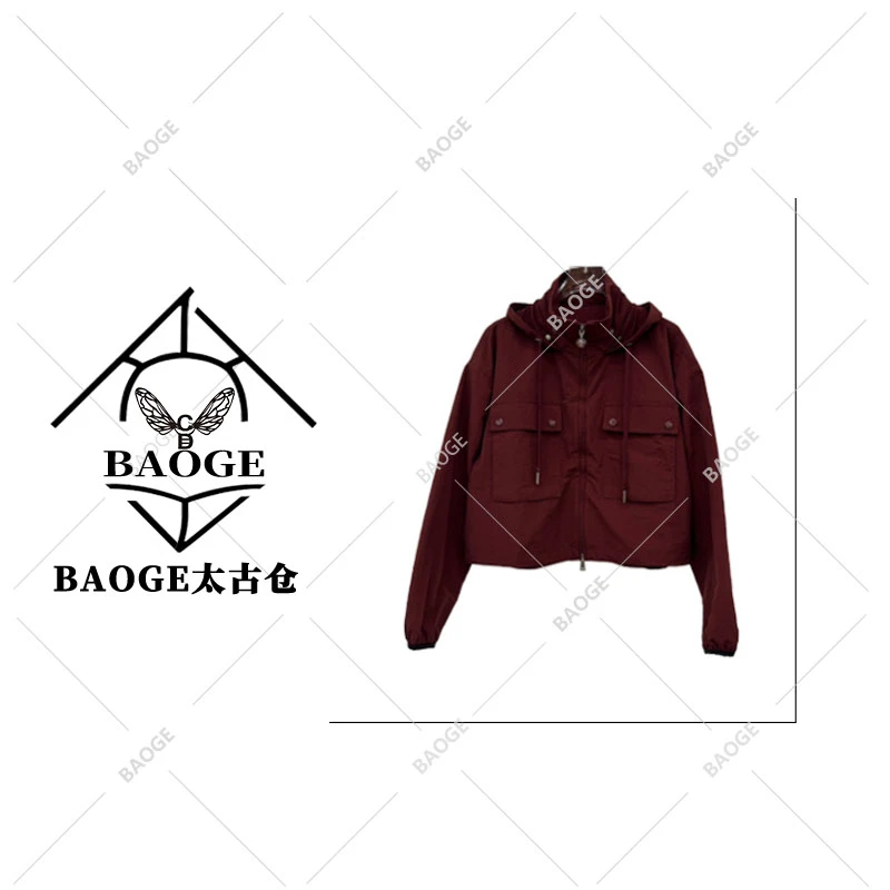 【BAOGE太古仓】设计感双拉链连帽韩版短款夹克上衣L-8112