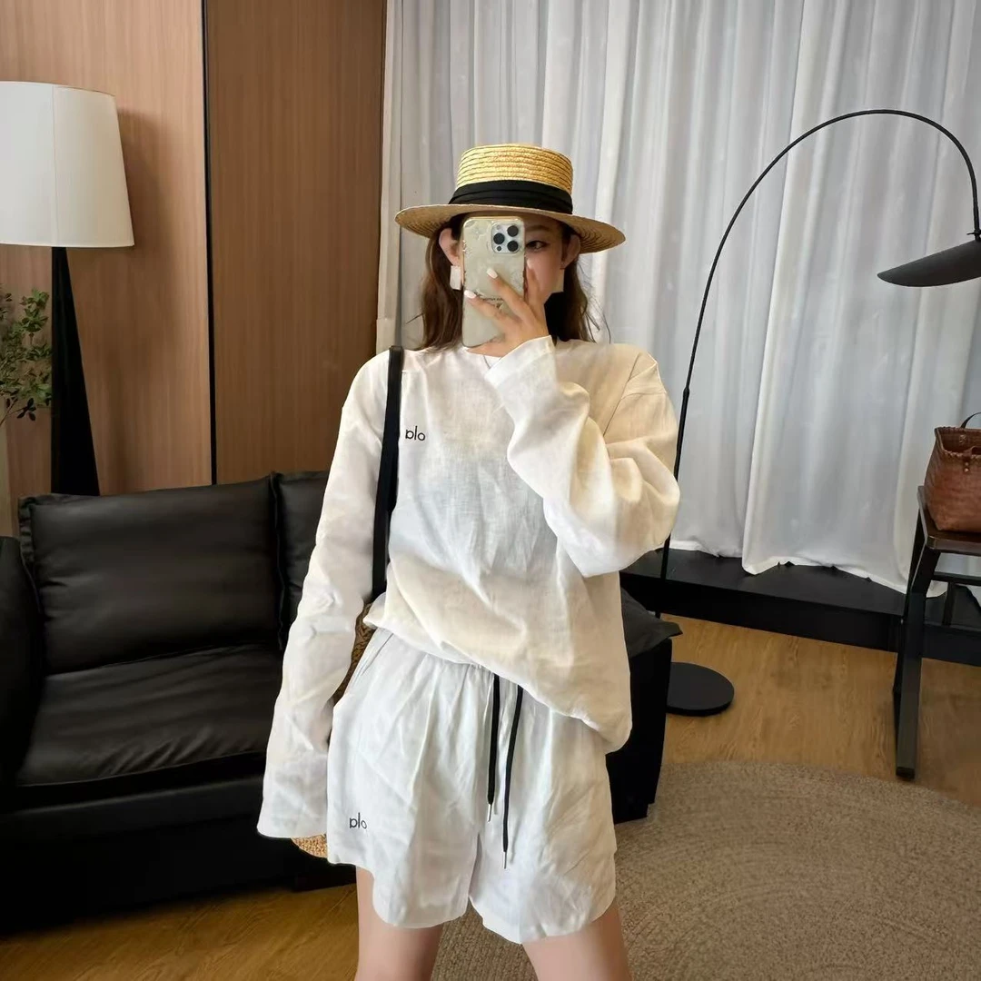 『-YZ』微胖穿搭·夏季新款苎麻圆领卫衣宽松休闲百搭薄款