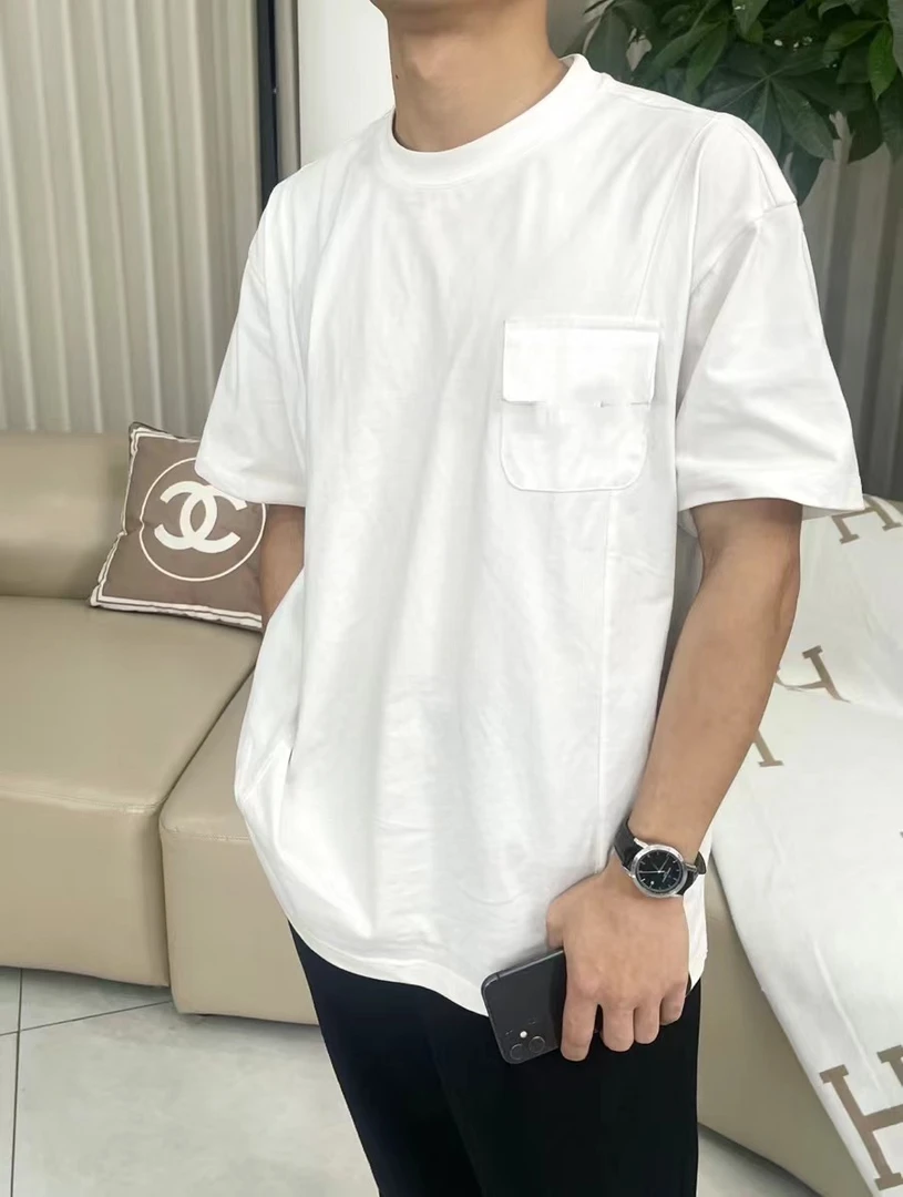【金夕专享】1193宽松版型胸前贴袋设计短袖T恤