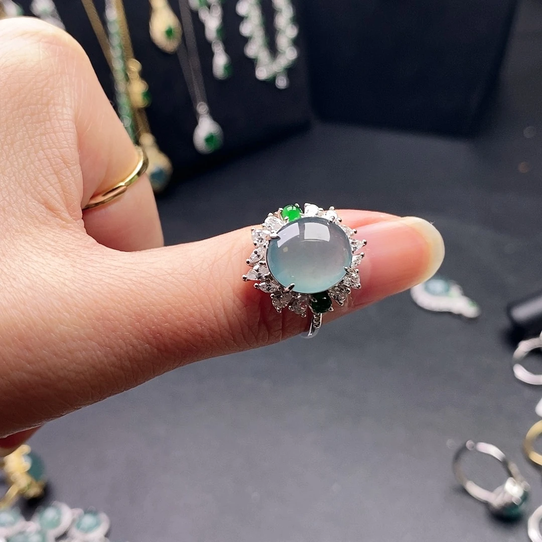 翡翠银S925镶嵌戒指