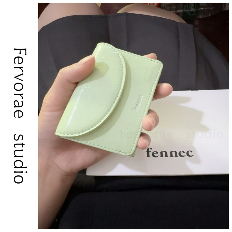 新款韩国fe钱包三折可爱零钱包牛皮现金卡片银行卡证件包