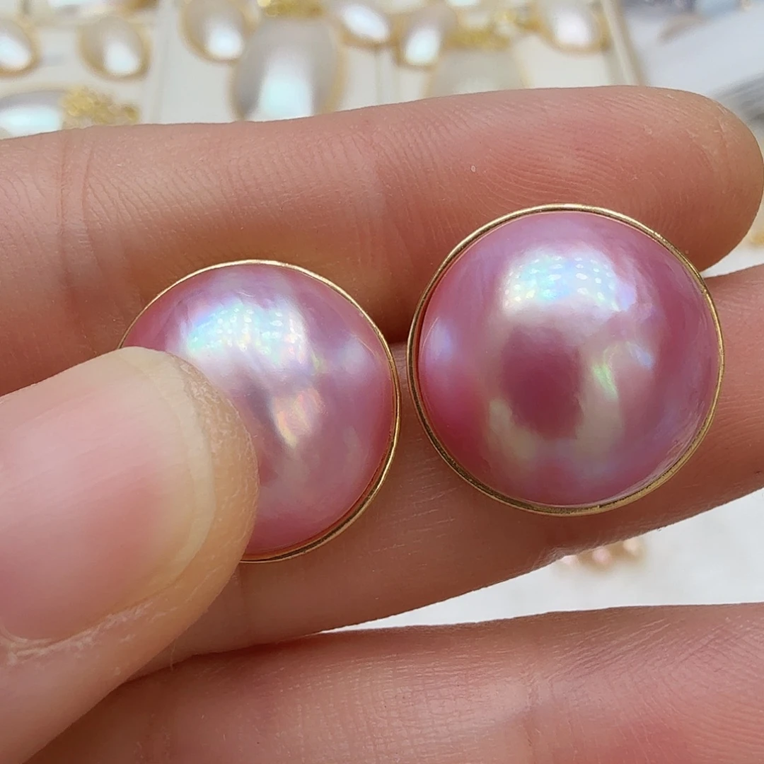 未镶嵌耳饰拼合珍珠（马贝珠）