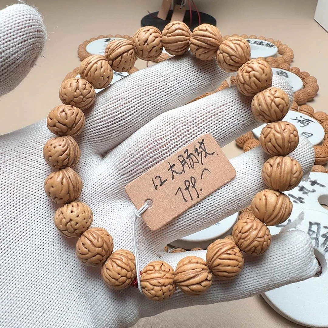 用***0桃核手串1.2大肠纹精品