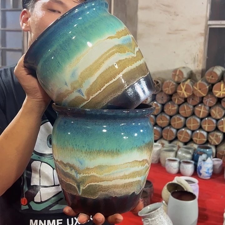 紫砂花盆高度21口径20