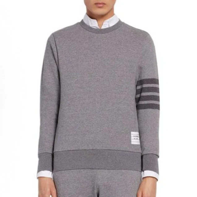 99新 THOMBROWNE 52618/灰色经典四条纹圆领卫衣/3码