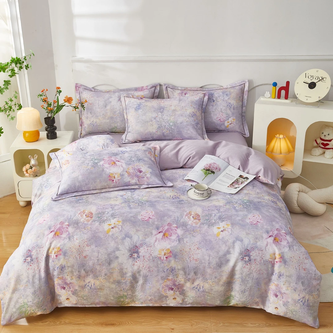 【莫奈花园】AB版秋冬上新数码印花舒适秋冬加厚磨毛纯棉四件套