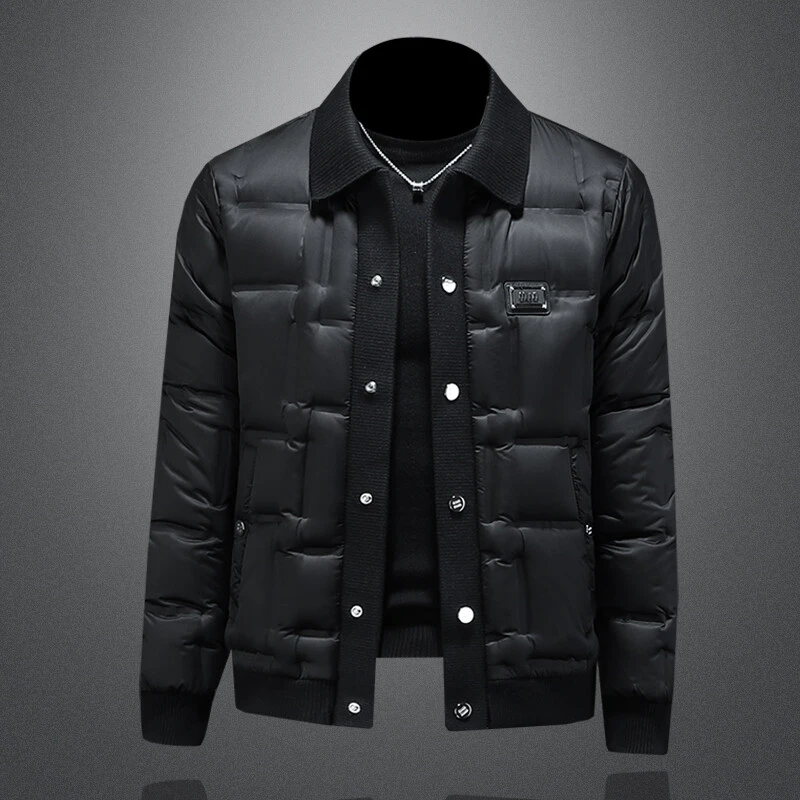 TANVIKENGD/泰维肯戈白鸭绒针织领男加厚外套欧洲站高端轻奢短款