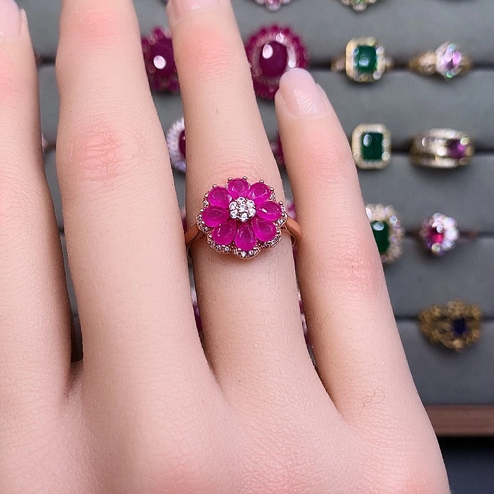 银S925镶嵌戒指红宝石