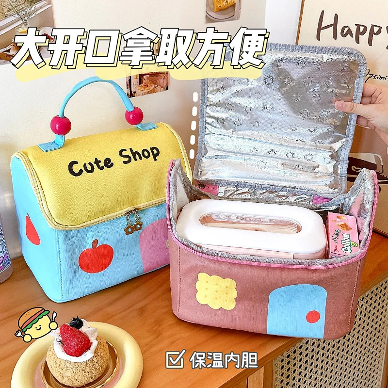 小房子防水保温包女生高颜值大容量上班族饭盒袋学生送饭手提袋子