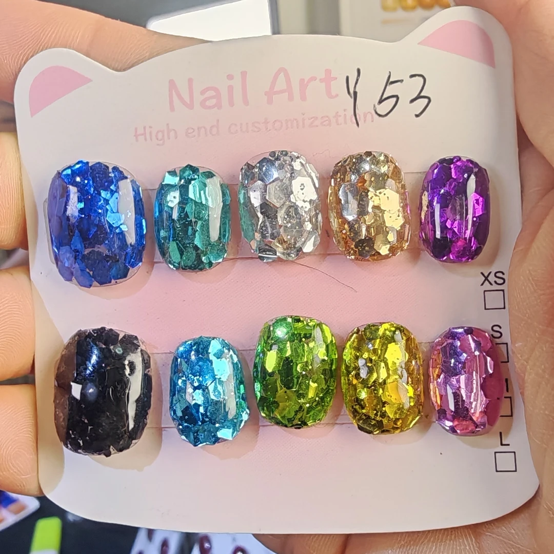 纯手工穿戴甲 纯手工 手贴亮片