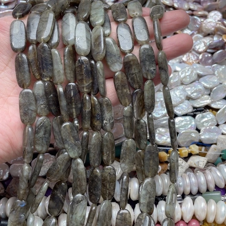 玛瑙/玉髓合金珠宝半成品一条10x23mm拉长石