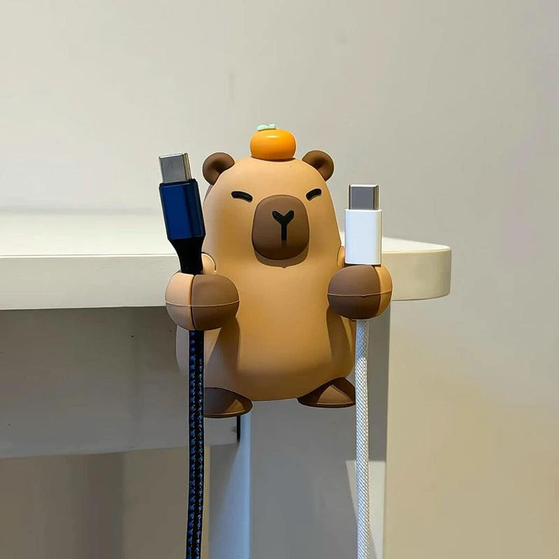 卡皮巴拉数据线固定器车载床头桌面整理神器收纳集线器线免打孔新