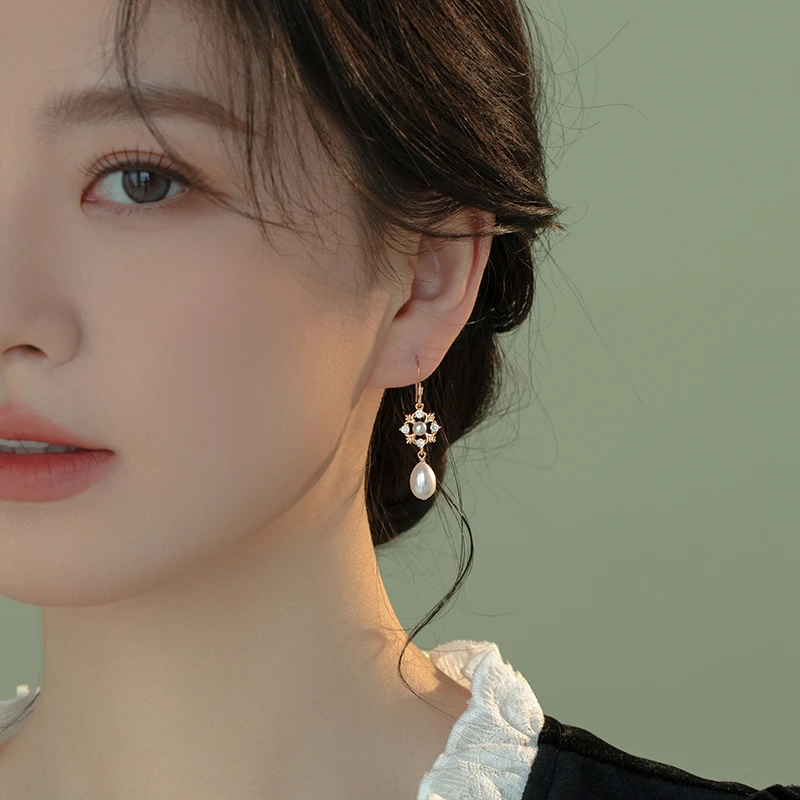 复古高级小众设计巴洛克异形珍珠耳环耳夹女气质韩国ins网红耳饰