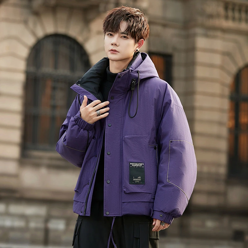 羽绒服男款冬季新款加厚滑雪三防冲锋衣工装青少年派克外套潮牌