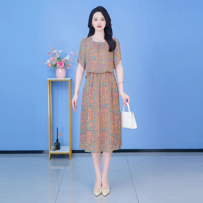 2025年夏季新款时尚优雅减龄连衣裙显瘦气质洋气印花