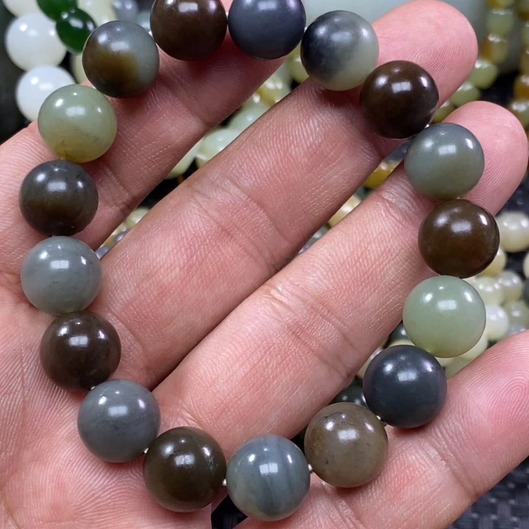 和田玉手链足铂镶嵌