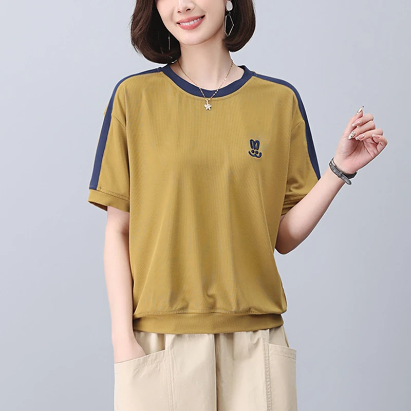 1891短袖t恤女2025夏季新款宽松显瘦时尚百搭小衫妈妈装休闲上衣