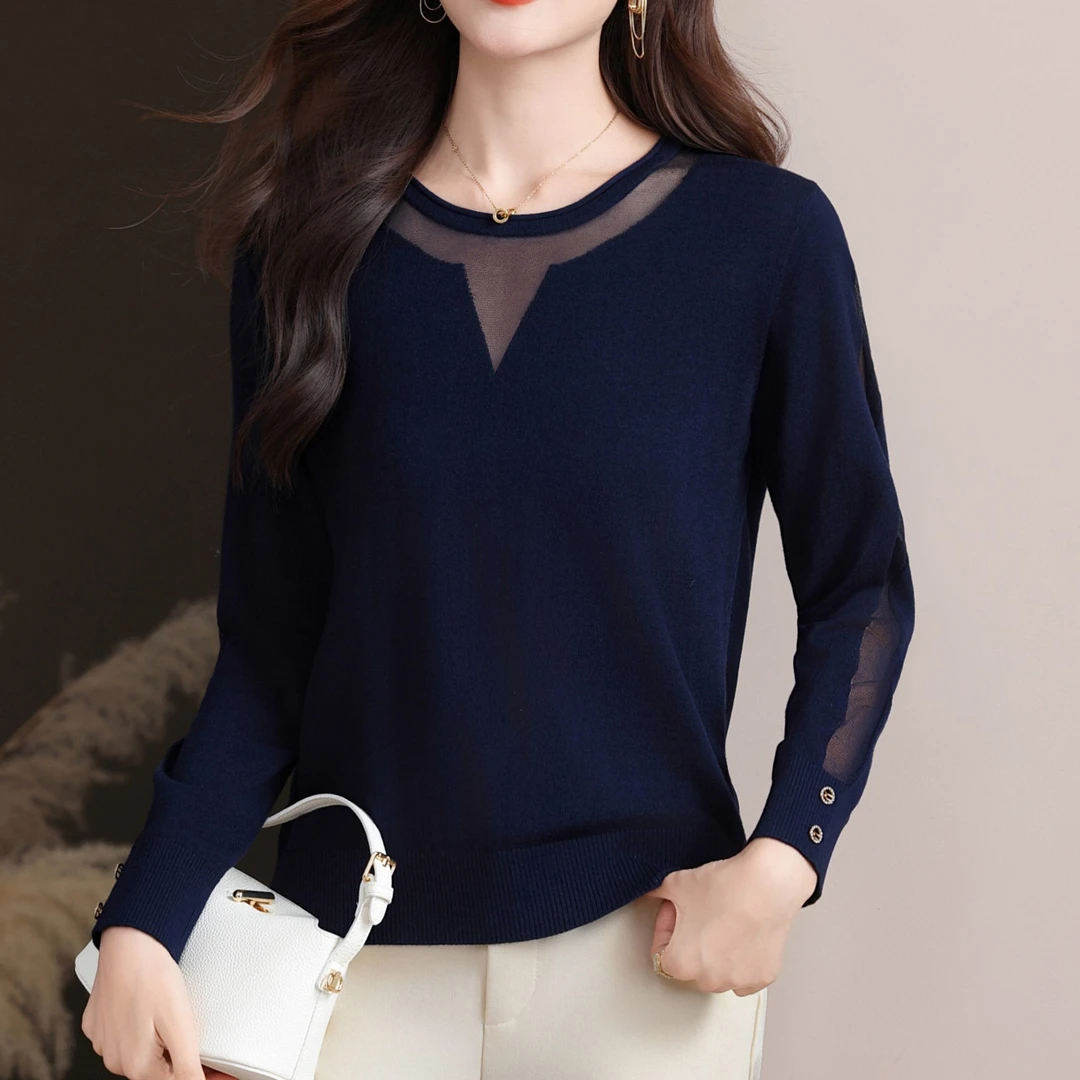 25年新款秋冬女毛针织衫宽松女针织镂空长袖套头上衣洋气时尚气质