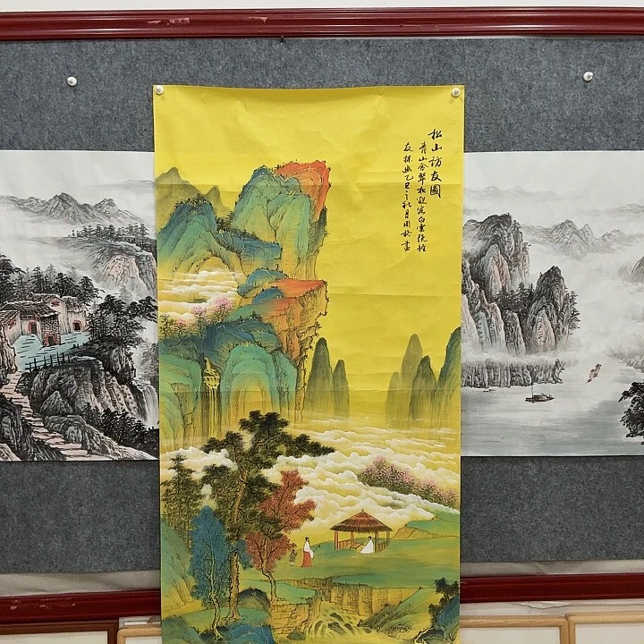 国画手绘国画访友图