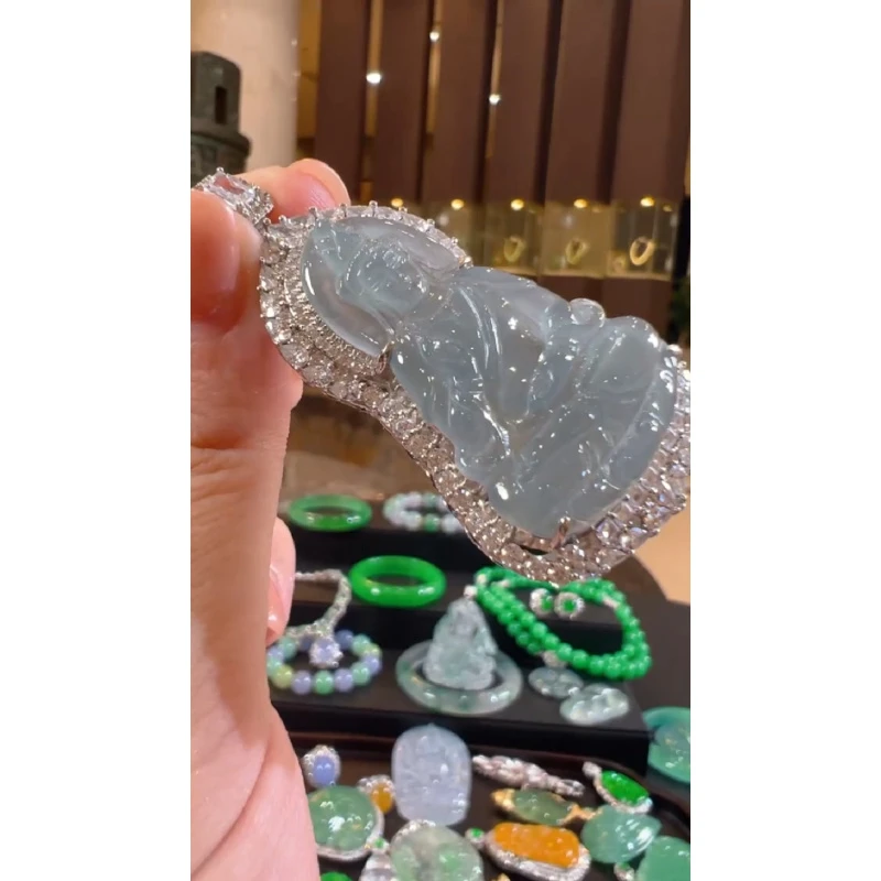 天然A货翡翠JJ14观音吊坠多样性发一